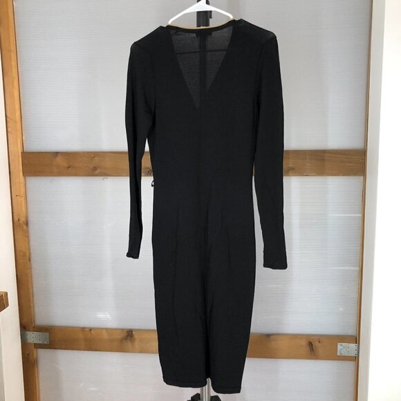 Jacob Black Crepe Gold Long Sleeve Button Up Bodycon Dress / Cardigan Sz S - Picture 9 of 11